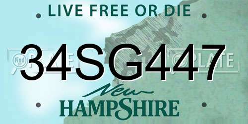 34SG447 New Hampshire License Plate