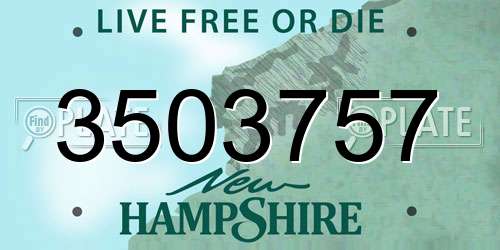 3503757 New Hampshire License Plate