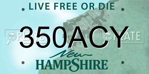 350ACY New Hampshire License Plate