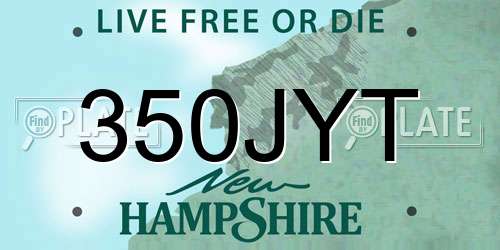 350JYT New Hampshire License Plate