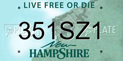 351SZ1 New Hampshire License Plate
