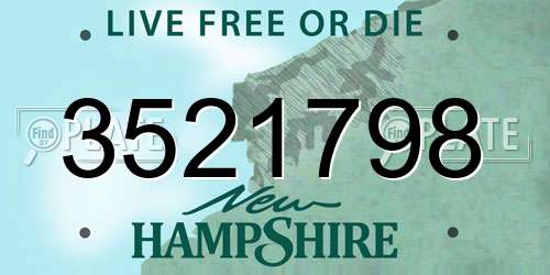 3521798 New Hampshire License Plate