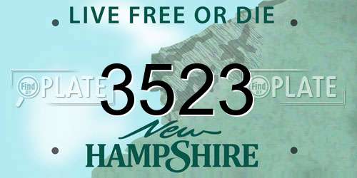 3523 New Hampshire License Plate