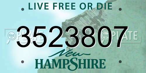 3523807 New Hampshire License Plate