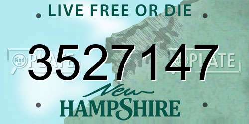 3527147 New Hampshire License Plate