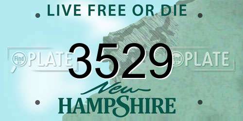 3529 New Hampshire License Plate
