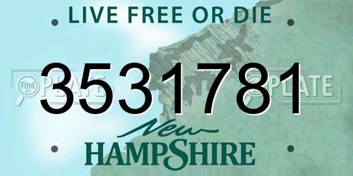 3531781 New Hampshire License Plate