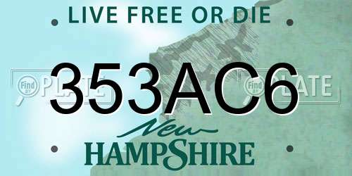 353AC6 New Hampshire License Plate
