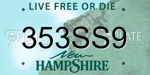 353SS9 New Hampshire License Plate
