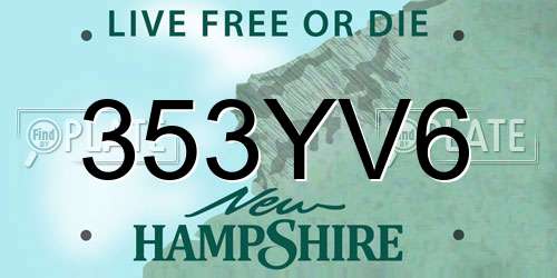 353YV6 New Hampshire License Plate