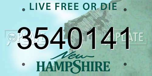 3540141 New Hampshire License Plate