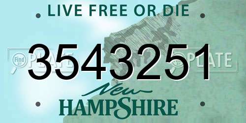 3543251 New Hampshire License Plate