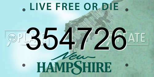 354726 New Hampshire License Plate