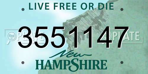 3551147 New Hampshire License Plate