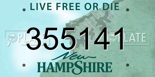 355141 New Hampshire License Plate