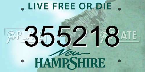 355218 New Hampshire License Plate