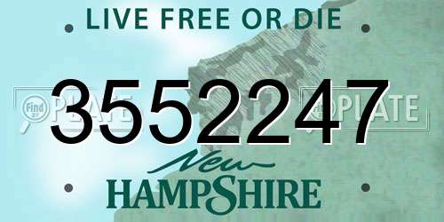 3552247 New Hampshire License Plate