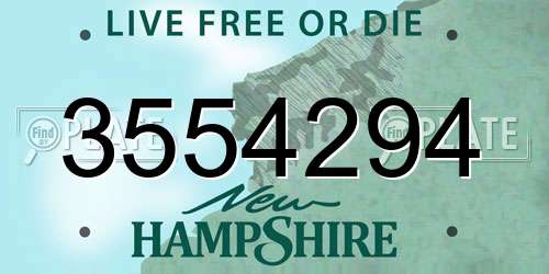3554294 New Hampshire License Plate