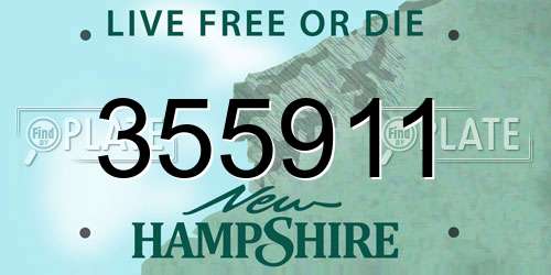 355911 New Hampshire License Plate