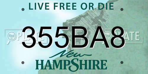 355BA8 New Hampshire License Plate