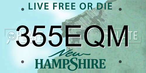 355EQM New Hampshire License Plate