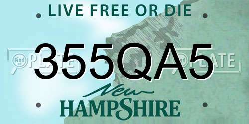 355QA5 New Hampshire License Plate