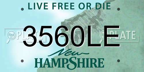 3560LE New Hampshire License Plate