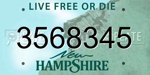 3568345 New Hampshire License Plate