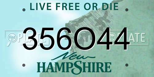 356O44 New Hampshire License Plate