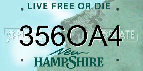 356OA4 New Hampshire License Plate