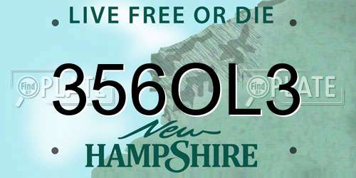 356OL3 New Hampshire License Plate