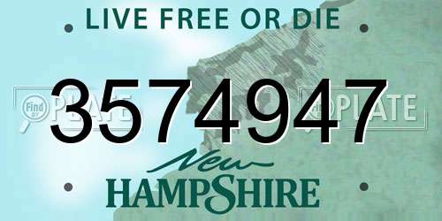 3574947 New Hampshire License Plate