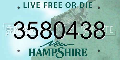 3580438 New Hampshire License Plate
