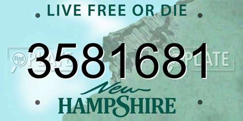 3581681 New Hampshire License Plate