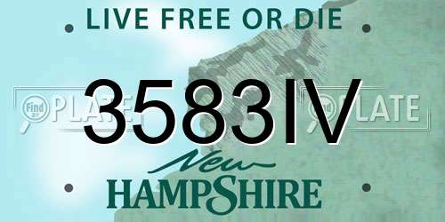 3583IV New Hampshire License Plate
