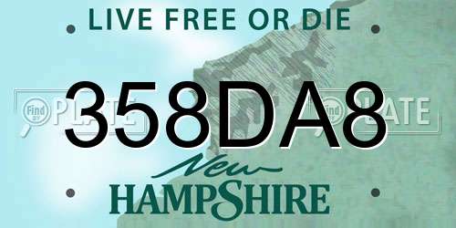 358DA8 New Hampshire License Plate