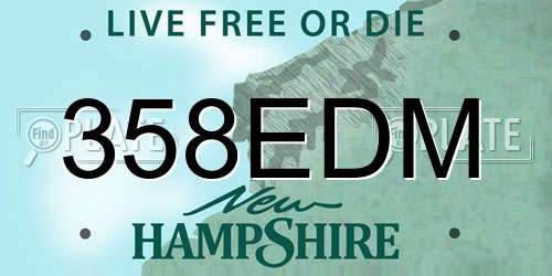 358EDM New Hampshire License Plate