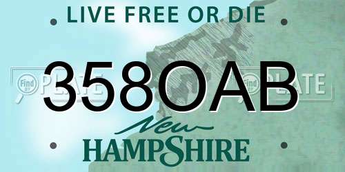 358OAB New Hampshire License Plate