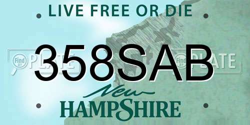 358SAB New Hampshire License Plate