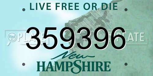 359396 New Hampshire License Plate