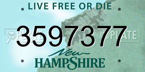 3597377 New Hampshire License Plate