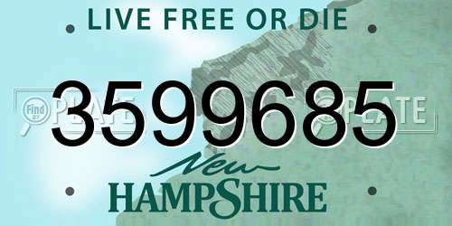 3599685 New Hampshire License Plate