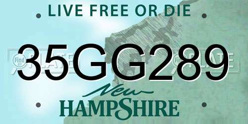35GG289 New Hampshire License Plate