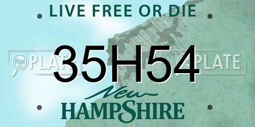 35H54 New Hampshire License Plate