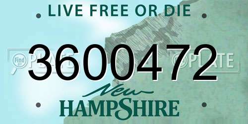3600472 New Hampshire License Plate