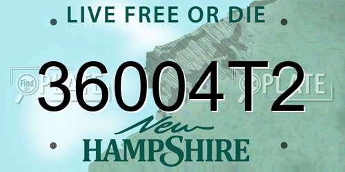 36004T2 New Hampshire License Plate