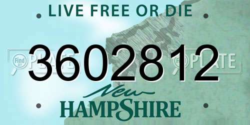3602812 New Hampshire License Plate