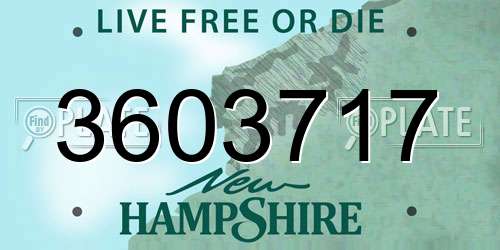 3603717 New Hampshire License Plate