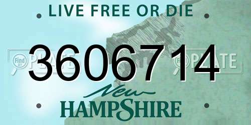3606714 New Hampshire License Plate