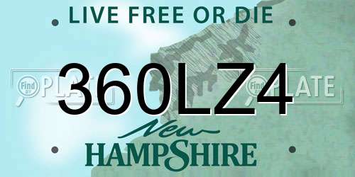 360LZ4 New Hampshire License Plate